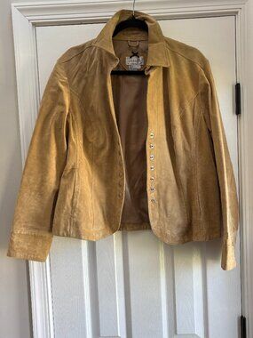 Tan Suede Jacket with Snaps - Size Large